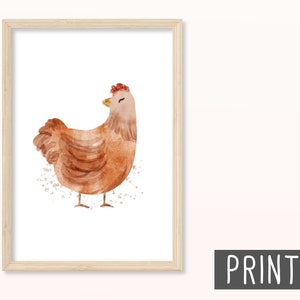 Bauernhof POSTER DIN A5, A4 Print, Wandbild, für Kinder, Kinderzimmer, Baby, Babyzimmer, Ente, Farm, Schaf, Schwein, Sonnenblume, Huhn Print 4