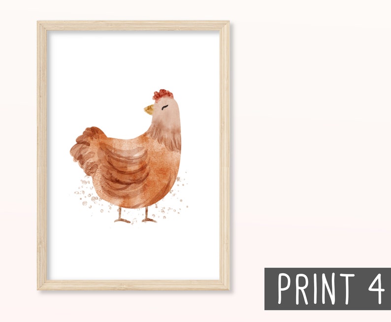 Bauernhof POSTER DIN A5, A4 Print, Wandbild, für Kinder, Kinderzimmer, Baby, Babyzimmer, Ente, Farm, Schaf, Schwein, Sonnenblume, Huhn Print 4