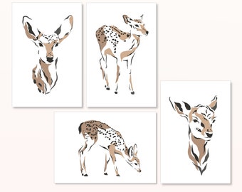 Deer POSTCARD - DIN A6 - Card, Gift, Picture, Print, Greeting Card, Deer, Fawn, Forest, Animals, Abstract, Nature, Forest Animals