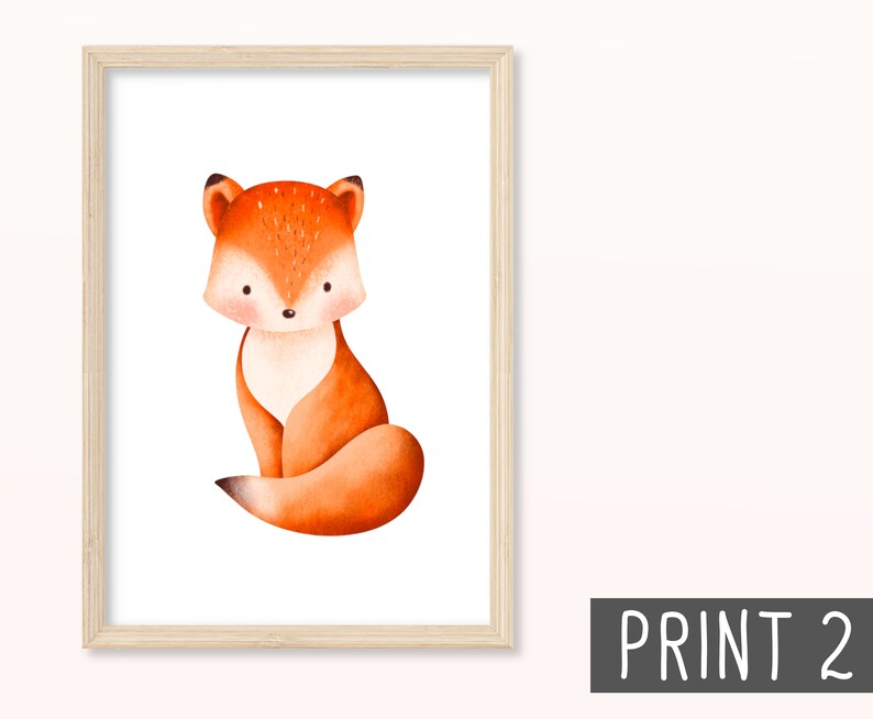 Waldtiere POSTER DIN A5, A4 Art print, Print, Mural, Children's room, Gift, Picture, Baby, Animals, Bear, Fox, Raccoon, Rabbit, Forest Print 2