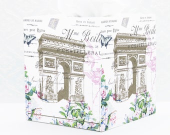 Tissue Holder Wood, Paris Tissue Box, Tissue Box Cover, Decoupage Tissue Cover Box, Arc de Triomphe Tissue Box