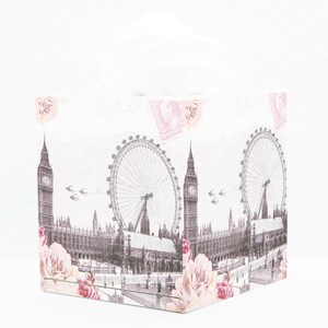 Tissue box cover London tissue box Cube tissue box Decorated tissue box Tissue holder Decoupage tissue box