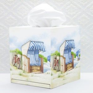 Tissue Box Cover, Beach House Tissue Box, Decoupage Tissue Box, Sea Tissue Box, Tissue Box Holder, Beach House Decor