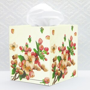 Tissue box cover Floral tissue box Wooden tissue holder Square tissue box Decoupage tissue cover box Spring home decor