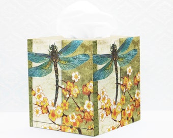 Tissue box cover Square tissue box Decoupage tissue box Dragonflies tissue box