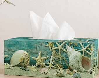 Nautical Wooden Tissue Box Cover – Coastal Decor