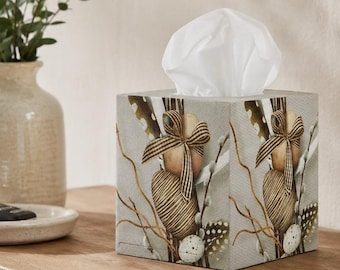 Tissue box cover, Feathers tissue box, Wooden tissue box, Decorated tissue box, Tissue box holder