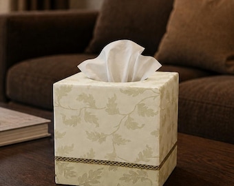 Decoupage Square Tissue Box Cover, Wooden Decorative Holder