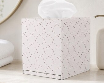 Decoupage Square Tissue Box Cover - Blush Pink Geometric Wood Tissue Holder