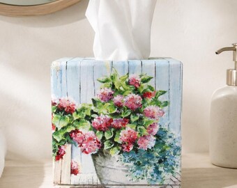 Tissue box cover Wooden tissue holder Living room decor Bathroom decor Gift for mom Gift for wife Tissue holder Decoupage box