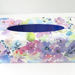 Tissue box cover - Rectangular tissue box cover - Tissue box holder - Wooden tissue box - Long tissue box - Decoupage tissue box cover