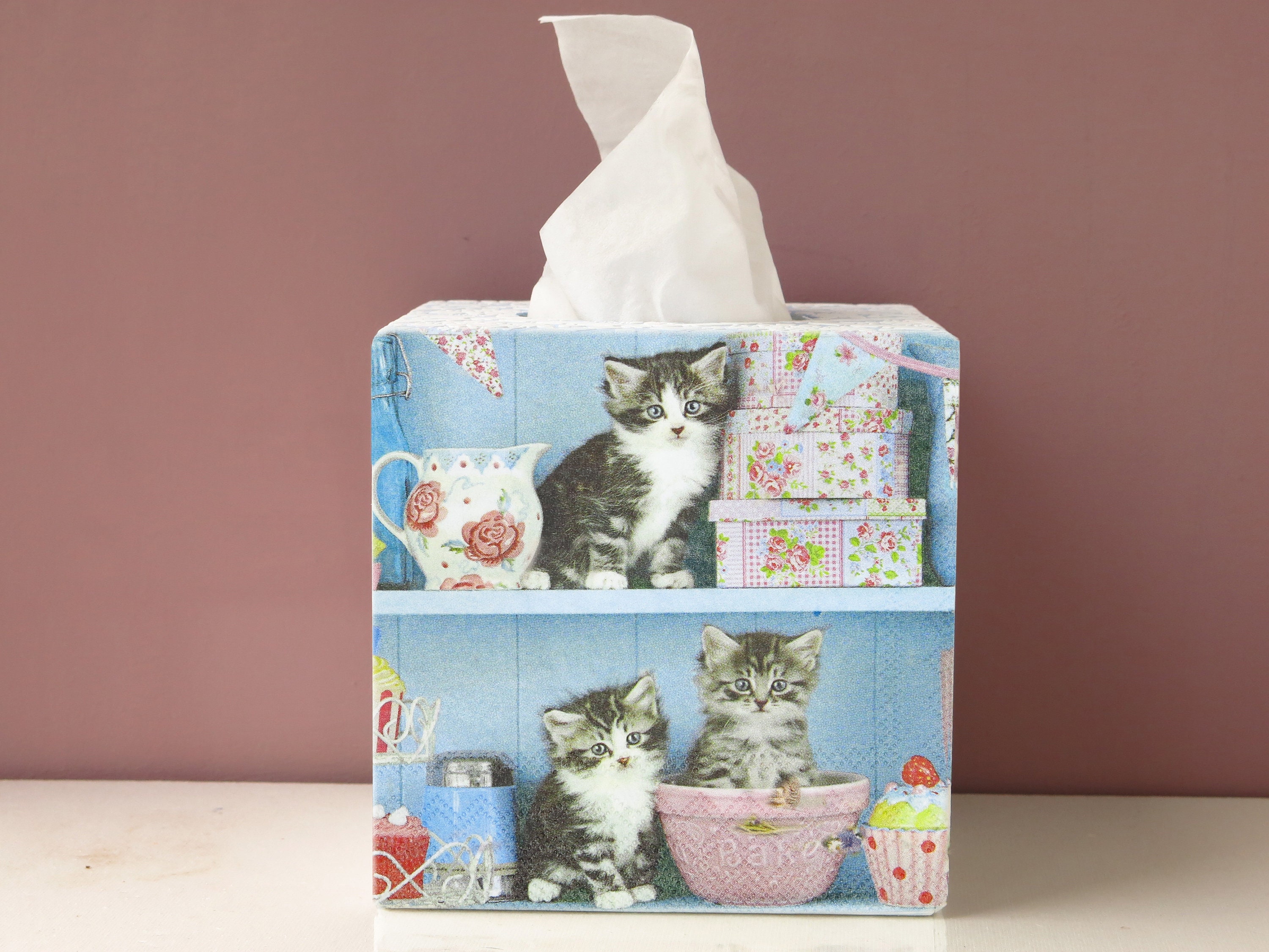 Tissue box cover Cat lover gift Wooden tissue box holder Etsy