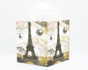 Decoupage Tissue Box Cover, Paris Arc de Triomphe, Wooden Tissue Holder