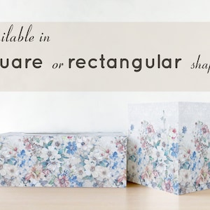 Tissue box cover Cube tissue box Rectangular tissue holder Decoupage tissue box Tissue storage box Floral tissue box