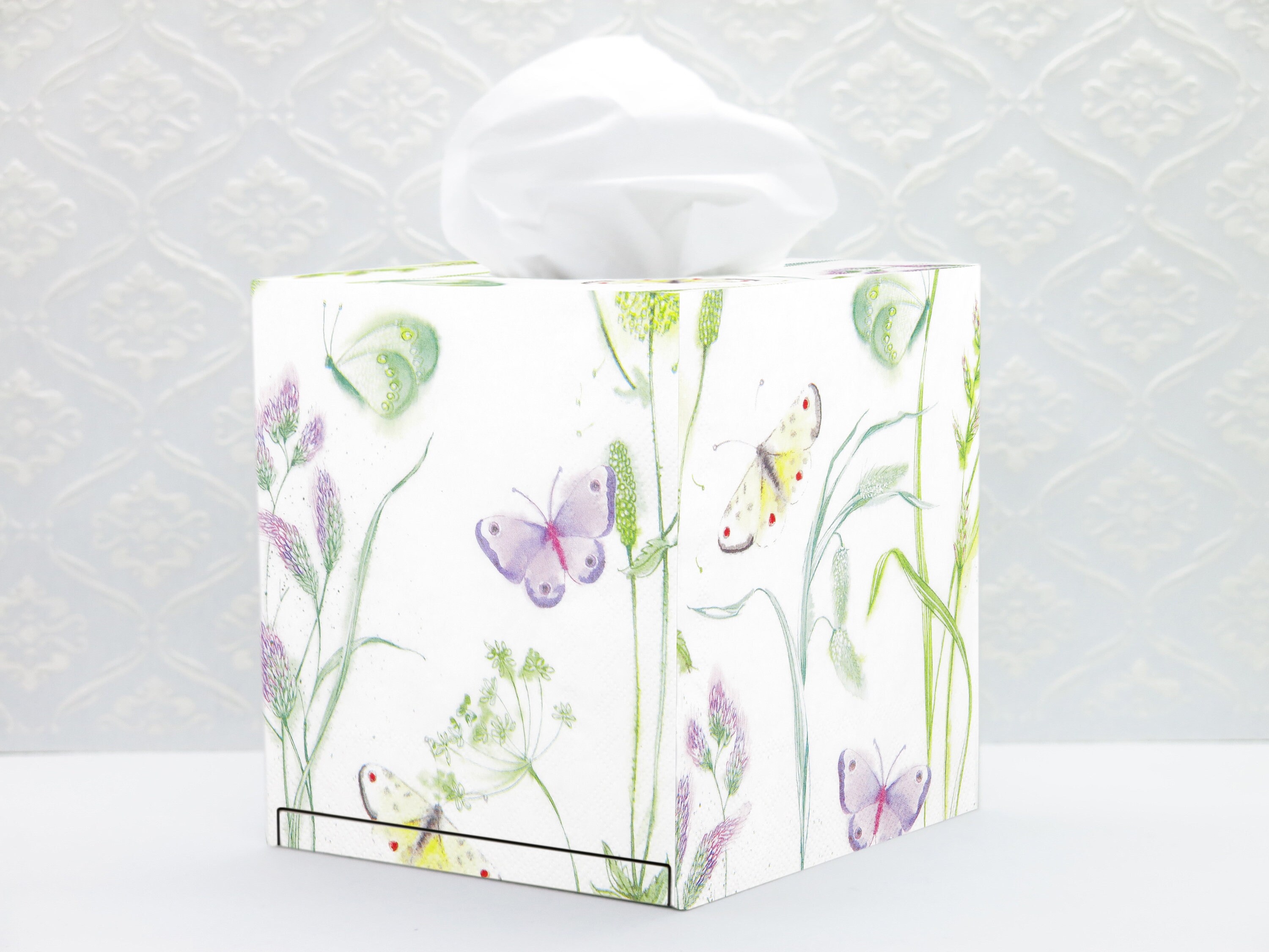 Tissue holder wood Floral tissue box Butterflies Tissue box Etsy