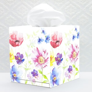 Tissue box cover Cube tissue box Tissue holder Decoupage tissue box Bedroom stand box Tissue storage box