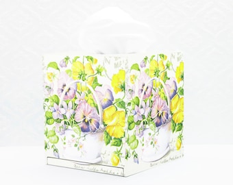 Pansies Floral Wooden Tissue Box Cover, Decoupage Spring Decor