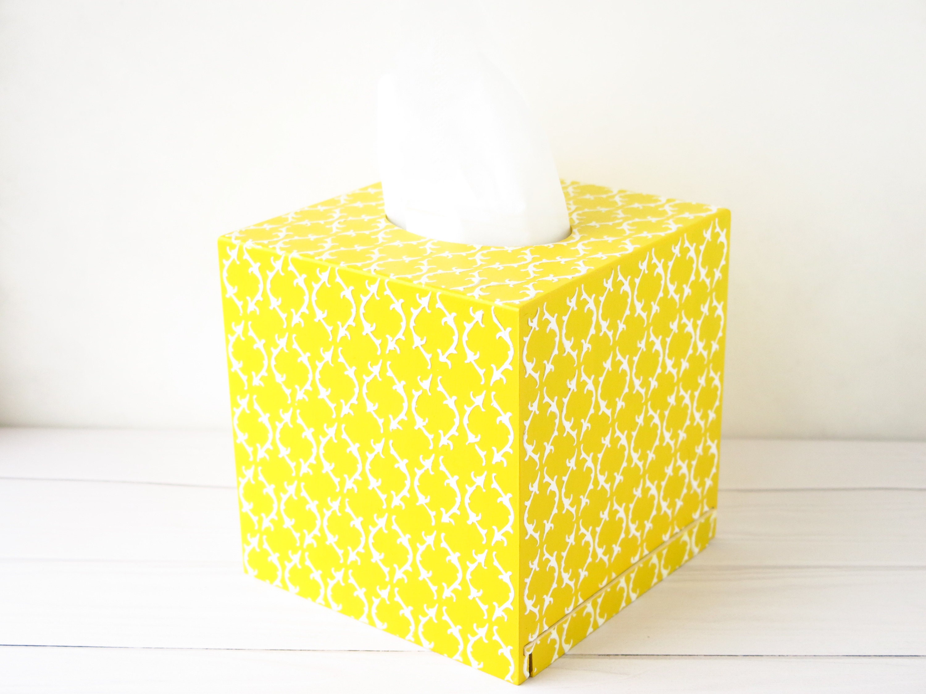 Yellow tissue box cover Tissue box holder Decorated tissue box Etsy