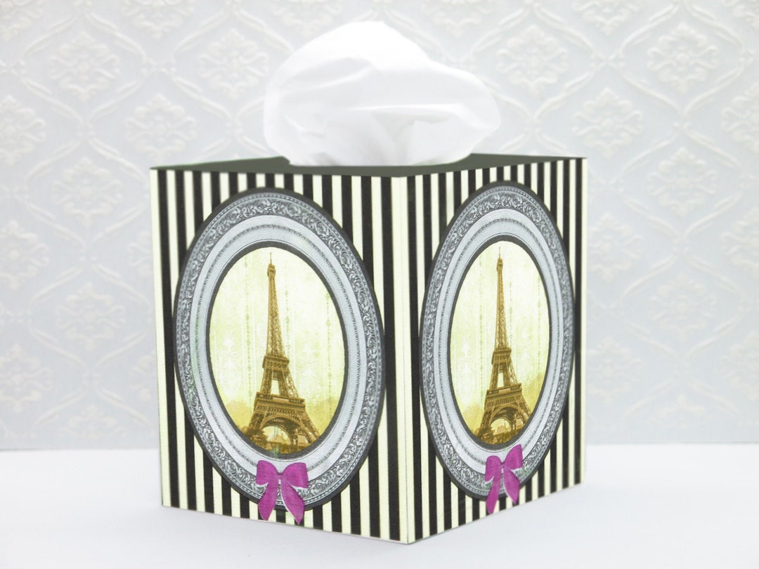 Tissue Box Cover Eiffel Tower Wooden Tissue Holder Decoupage Box Tissue ...