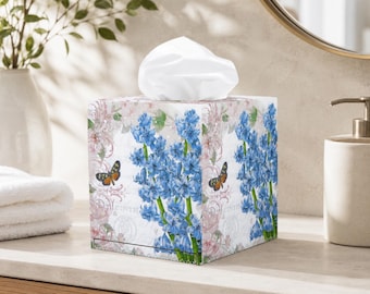 Tissue box cover Decorated tissue box Wooden tissue holder Butterfly tissue box Decoupage tissue cover