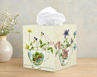 Tissue box cover Tissue holder Floral tissue box Tissue box cover Decoupage tissue box Tissue storage