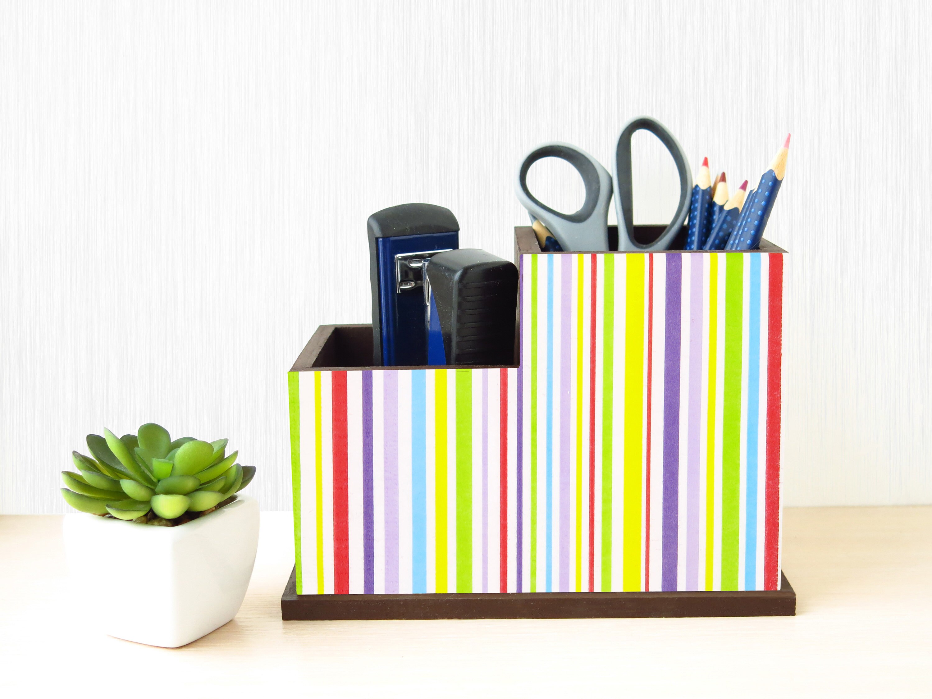 Desktop Organizer Pen Holder Pen Organizer Wooden Etsy