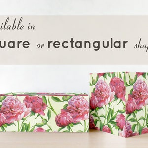 Tissue box cover Peony decor Wooden tissue box cover Tissue holder Rectangular tissue box Square tissue box
