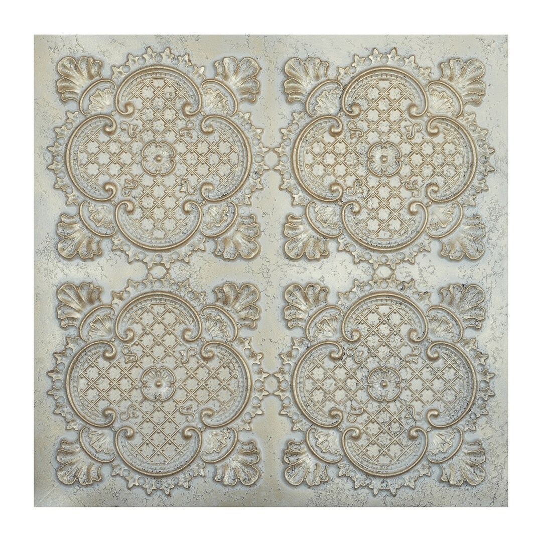 Faux Tin Auld Ceiling Tiles Vintage Distress Crack Champagne Etsy