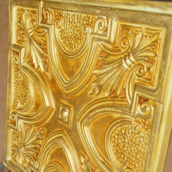 Drop In Ceiling Tiles 2x2 Faux Tin Finished Golden Color Pl11 Etsy