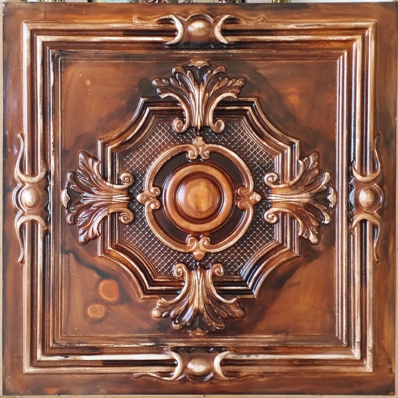 Drop in Ceiling tile faux tin oil paint wood restaurant ...
