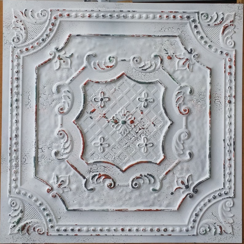 Ceiling Tile Faux Finished Distess Crack Decor Wall Panel Pl04 Etsy