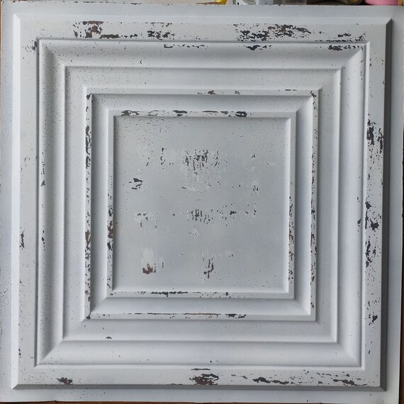 Ceiling Tile Faux Tin Finished Distess Crack Barbers Wall Etsy