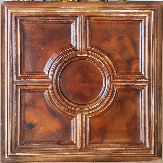 Drop In Ceiling Tile Faux Tin Oil Paint Wood Restaurant Wall Panel Pl37 10tiles Lot