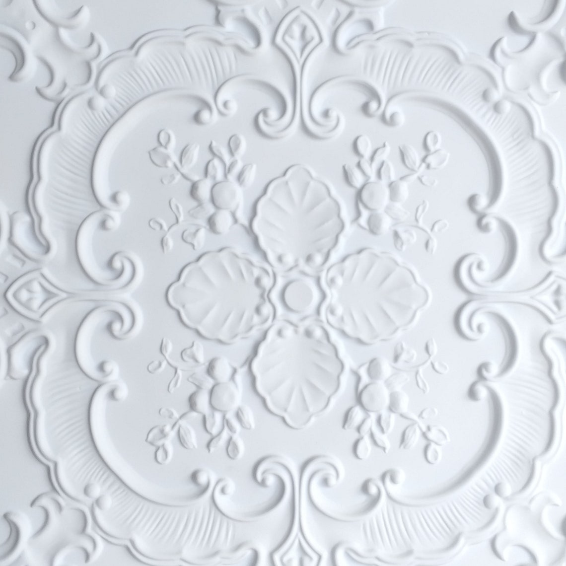 PL19 faux tin ceiling tiles white matt 3D embossed Photography Etsy