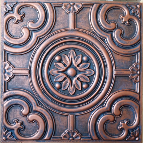 Pl50 Faux Tin Sculpture Ceiling Tiles Aged Red Copper Nightclub Cafe Pub Panels Boards 10tiles Lot Free Postage