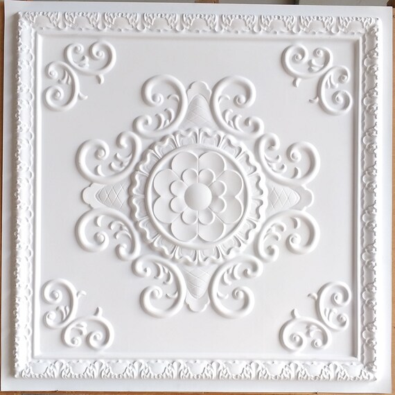 Ceiling Tile Pl08 Faux Finished White Matt Nterior Store Cafe Etsy