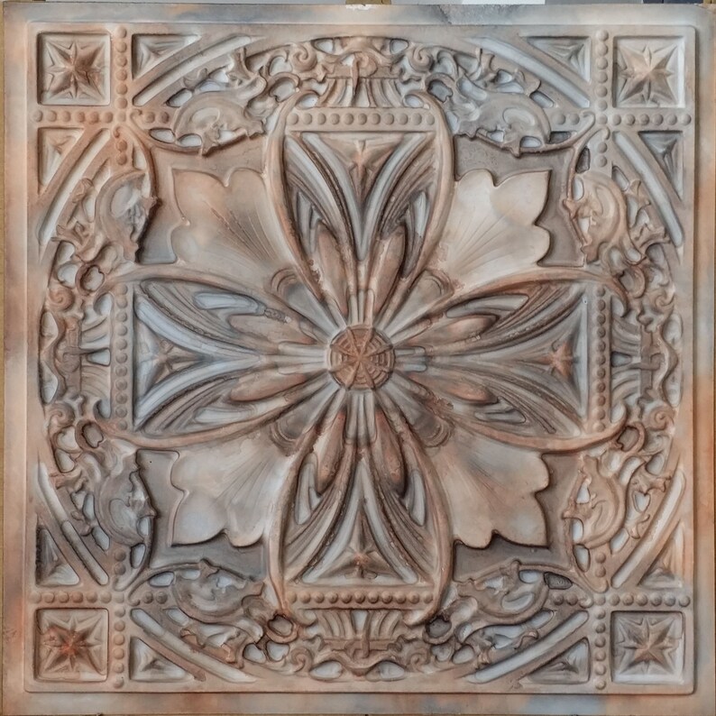 Plastic Ceiling Tiles Faux Finishes Washed Brown Embossed Etsy