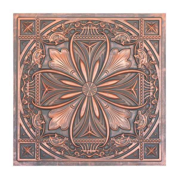 Metalize Ceiling tile faux tin art wall panel PL10 Rustic copper 10tiles/lot
