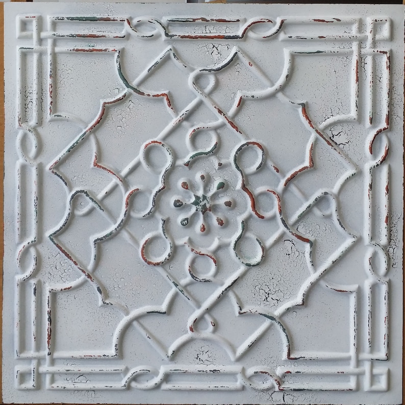 Home Decor Ceiling Tiles Faux Tin Art Distressed Drop In