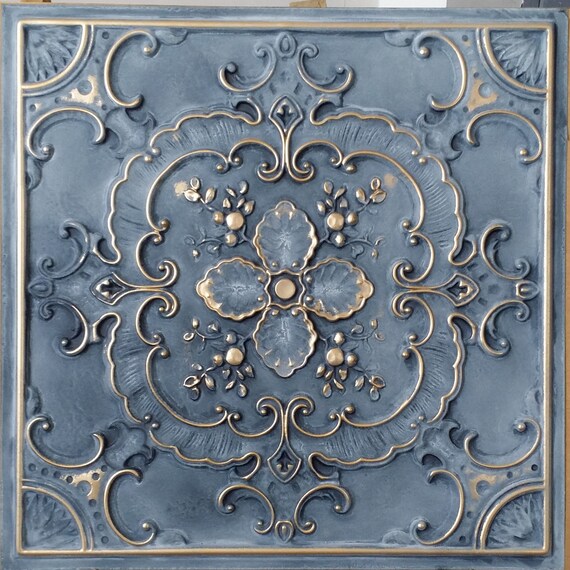 Ceiling Tile Faux Tin Smoked Gold Decor Wall Panel Pl19 Etsy