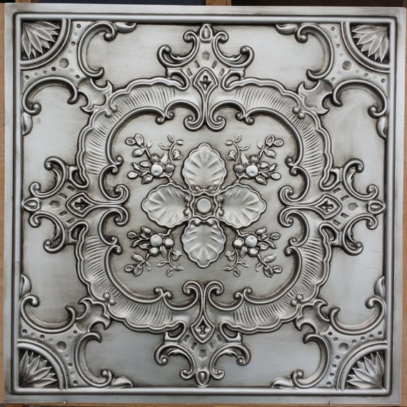 Pl19 Faux Tin Antique Silver Ceiling Tile 3d Embossed Etsy