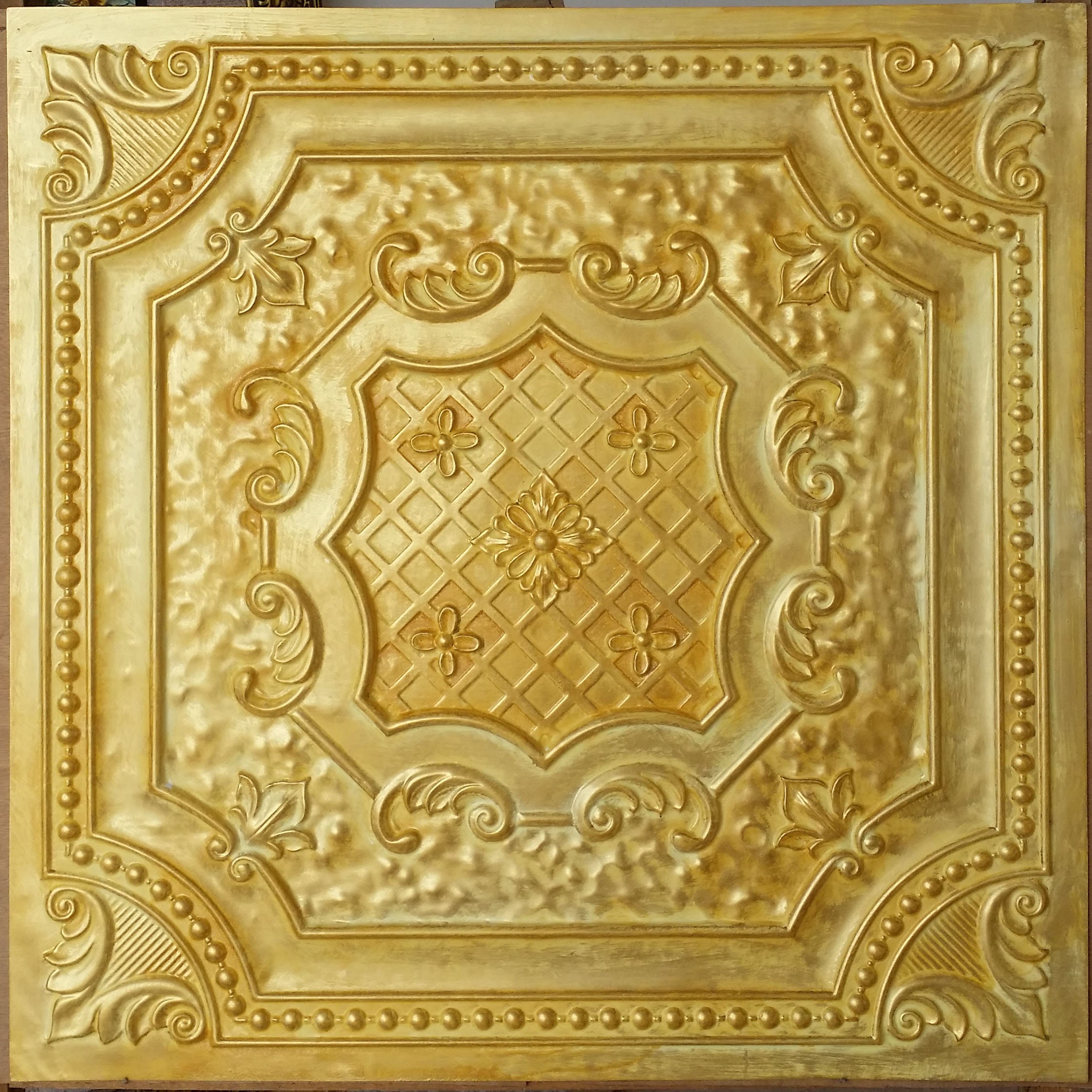 Suspended Ceiling Tiles 2x2 Faux Tin Finished Golden Color Etsy Canada
