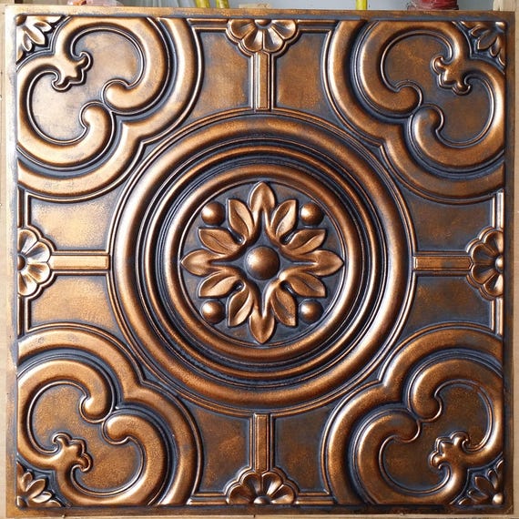 Ceiling Panels Faux Tin Archaic Copper Color Pl50 10tiles Lot Etsy