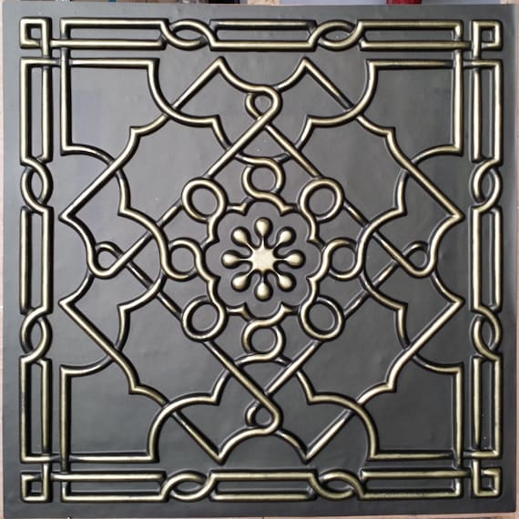 Pl09 Faux Tin Metallic Aged Bronze Ceiling Tiles 3d Embossed Photography Background Panels Boards 10tiles Lot