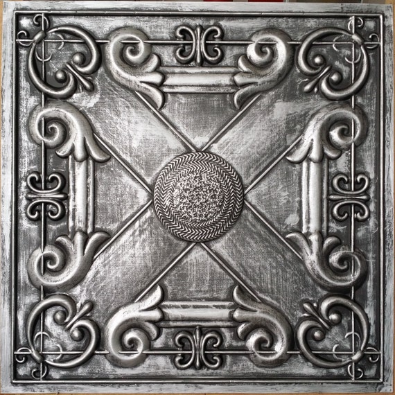 Pl22 Faux Embossed Tin Metalized Ceiling Tiles Interior Wall Etsy