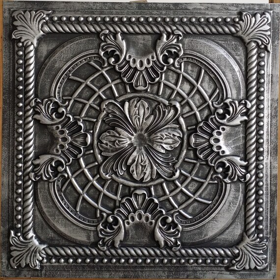 Ceiling Tile Faux Painted Antique Tin Pl31 10tiles Lot Etsy