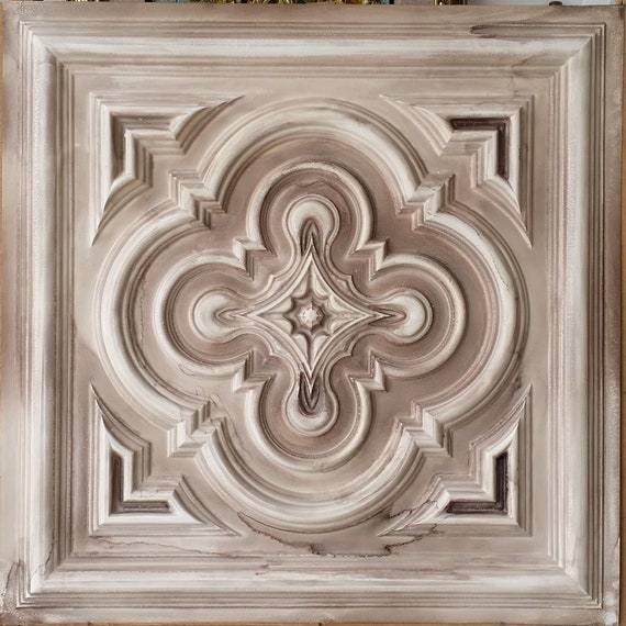 Drop In Ceiling Tile Faux Tin Oil Paint Brown Restaurant Wall Panel Pl36 10tiles Lot