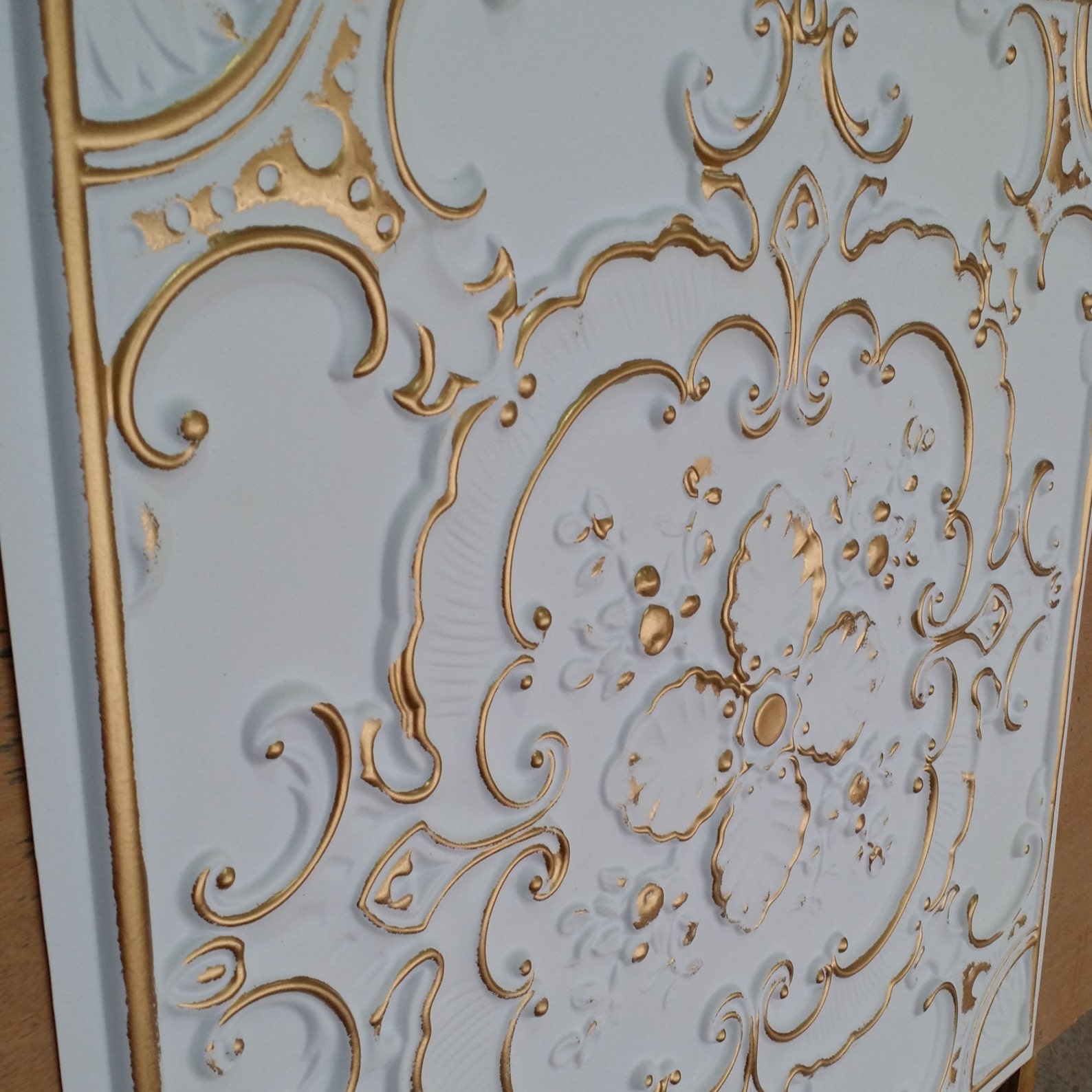 PL19 faux tin white gold ceiling tile 3D embossed Photography Etsy