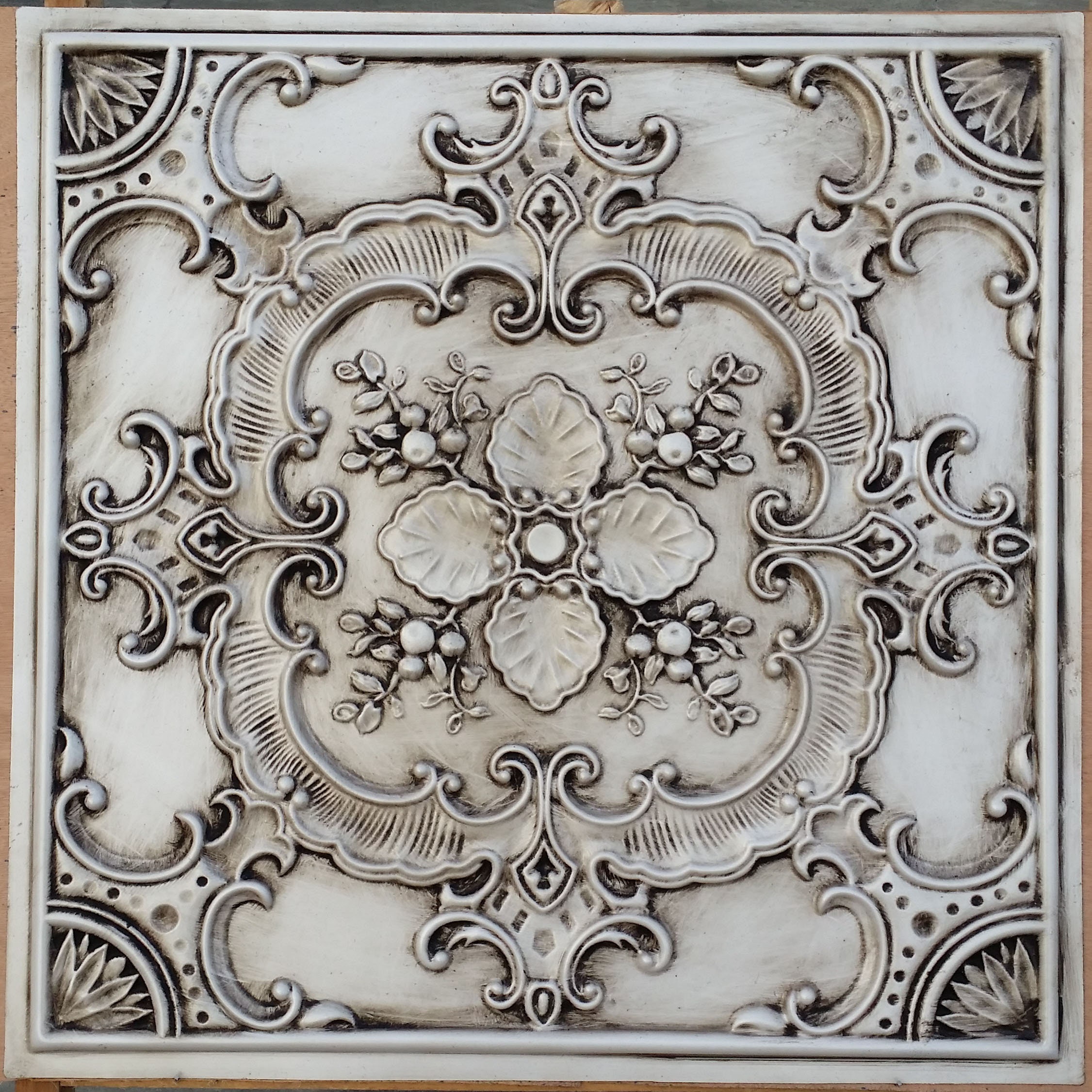 PL19 faux tin antique white ceiling tile 3D embossed Etsy