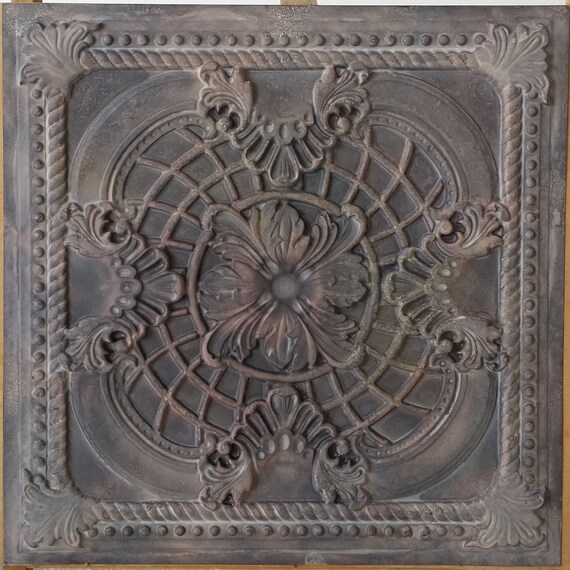 Ceiling Tile Faux Tin Painted Old Wood Gray Pl31 10tiles Lot